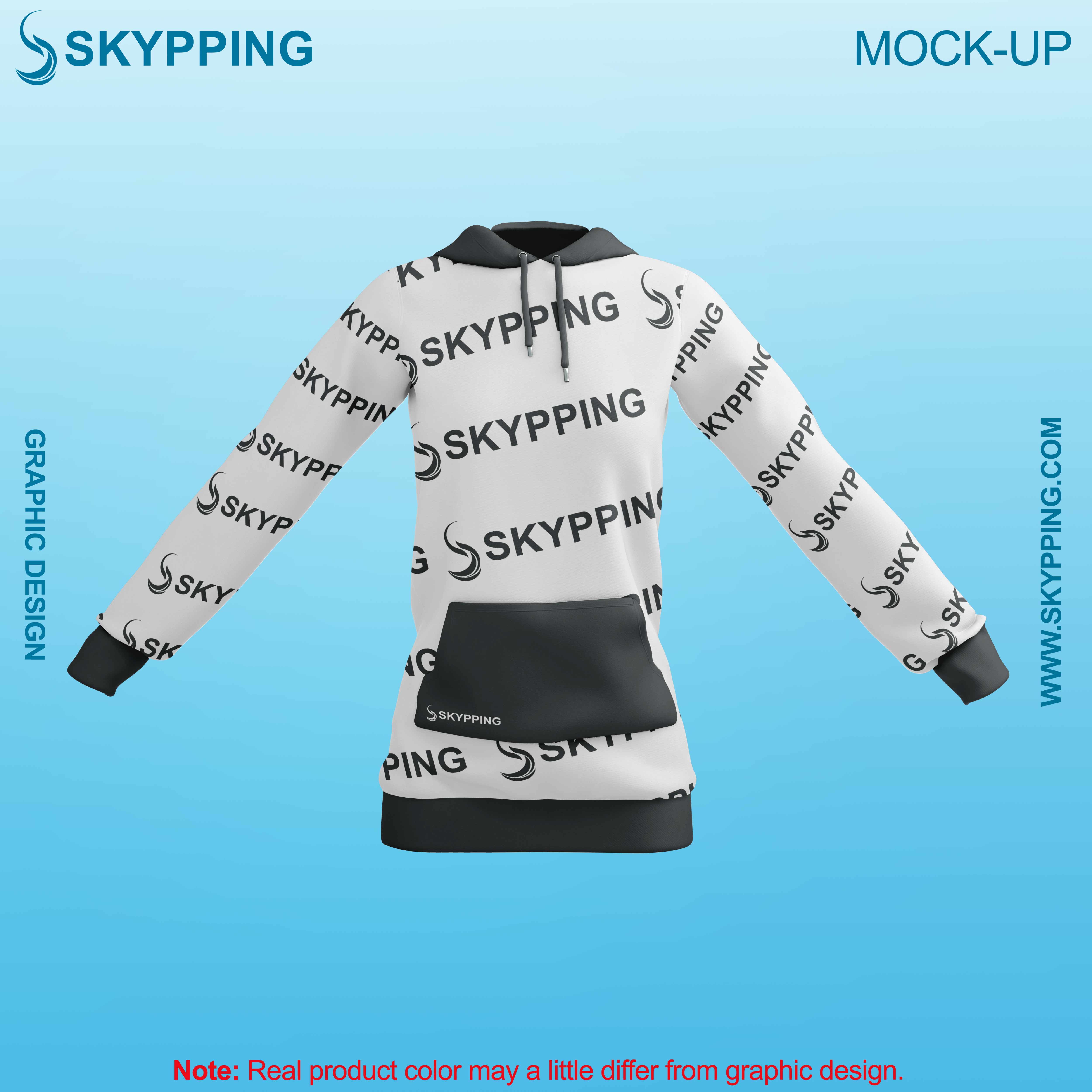 White Combo Pull Over Hoodie with Kangroo Pockets for Women